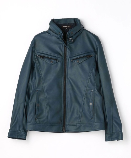 HIDEAWAYS NICOLE(ハイダウェイニコル)の「フェイクレザーブルゾン(ブルゾン・メンズ・チャコールグレー/ライトグレー/オレンジ/ブルー・MEDIUM/LARGE/X-LARGE)」の11枚目の写真