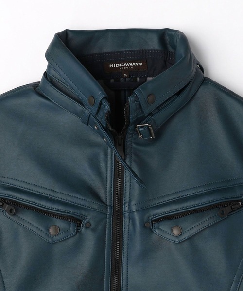 HIDEAWAYS NICOLE(ハイダウェイニコル)の「フェイクレザーブルゾン(ブルゾン・メンズ・チャコールグレー/ライトグレー/オレンジ/ブルー・MEDIUM/LARGE/X-LARGE)」の13枚目の写真