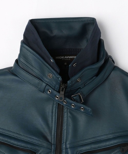 HIDEAWAYS NICOLE(ハイダウェイニコル)の「フェイクレザーブルゾン(ブルゾン・メンズ・チャコールグレー/ライトグレー/オレンジ/ブルー・MEDIUM/LARGE/X-LARGE)」の15枚目の写真