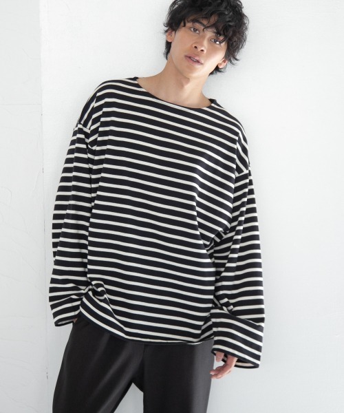 LOWRYS FARM（ローリーズファーム）の「ＵＳＡＢＩＧバスクボーダーロングスリーブ　215083（Tシャツ/カットソー・メンズ・ブラック/アイボリー/その他・MEDIUM/LARGE）」の3枚目の写真