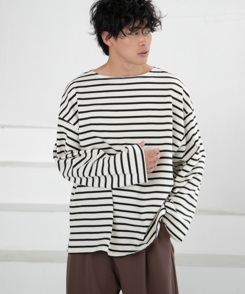 LOWRYS FARM（ローリーズファーム）の「ＵＳＡＢＩＧバスクボーダーロングスリーブ　215083（Tシャツ/カットソー・メンズ・ブラック/アイボリー/その他・MEDIUM/LARGE）」の7枚目の写真