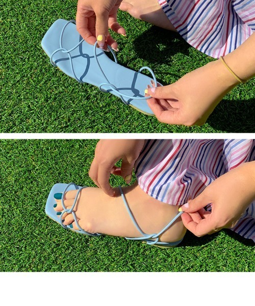 KOBE LETTUCE（コウベレタス）の「コードストラップフラットサンダル（サンダル・レディース・ブラウン/ホワイト/ブラック/ゴールド/ブルー・L/LL/M/S）」の17枚目の写真