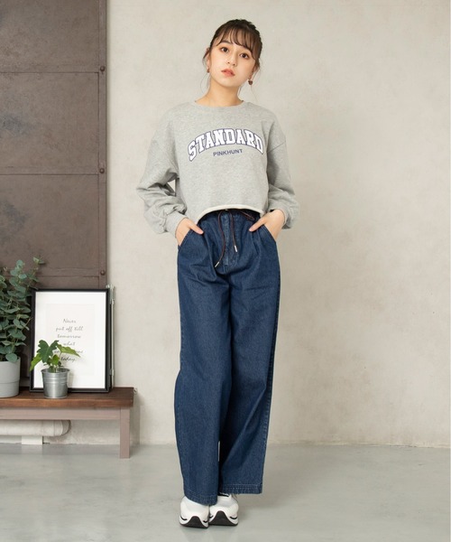 PINKHUNT（ピンクハント）の「PINKHUNT ショート丈トレーナー 5833K（スウェット・キッズ・ベージュ/グレー・140cm/150cm/130cm/160cm/120cm）」の8枚目の写真