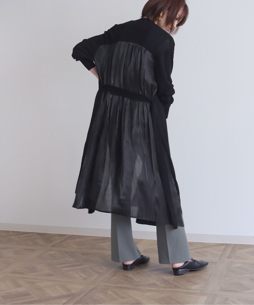 vingtrois（バントロア）の「【Vingtrois】バック異素材ロングカーディガン（カーディガン/ボレロ・レディース・ブラック/ベージュ/ブルー/ワインレッド・M）」の14枚目の写真