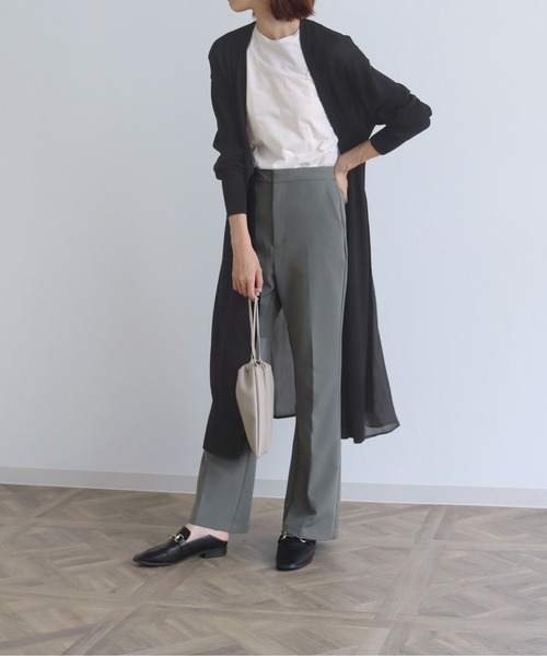 vingtrois（バントロア）の「【Vingtrois】バック異素材ロングカーディガン（カーディガン/ボレロ・レディース・ブラック/ベージュ/ブルー/ワインレッド・M）」の21枚目の写真