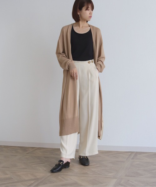 vingtrois（バントロア）の「【Vingtrois】バック異素材ロングカーディガン（カーディガン/ボレロ・レディース・ブラック/ベージュ/ブルー/ワインレッド・M）」の11枚目の写真