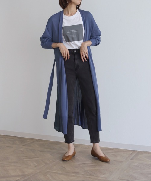 vingtrois（バントロア）の「【Vingtrois】バック異素材ロングカーディガン（カーディガン/ボレロ・レディース・ブラック/ベージュ/ブルー/ワインレッド・M）」の15枚目の写真