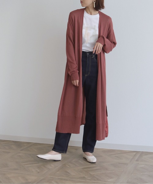 vingtrois（バントロア）の「【Vingtrois】バック異素材ロングカーディガン（カーディガン/ボレロ・レディース・ブラック/ベージュ/ブルー/ワインレッド・M）」の19枚目の写真