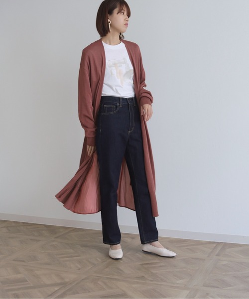 vingtrois（バントロア）の「【Vingtrois】バック異素材ロングカーディガン（カーディガン/ボレロ・レディース・ブラック/ベージュ/ブルー/ワインレッド・M）」の12枚目の写真