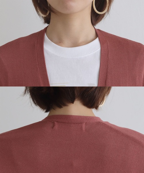 vingtrois（バントロア）の「【Vingtrois】バック異素材ロングカーディガン（カーディガン/ボレロ・レディース・ブラック/ベージュ/ブルー/ワインレッド・M）」の16枚目の写真