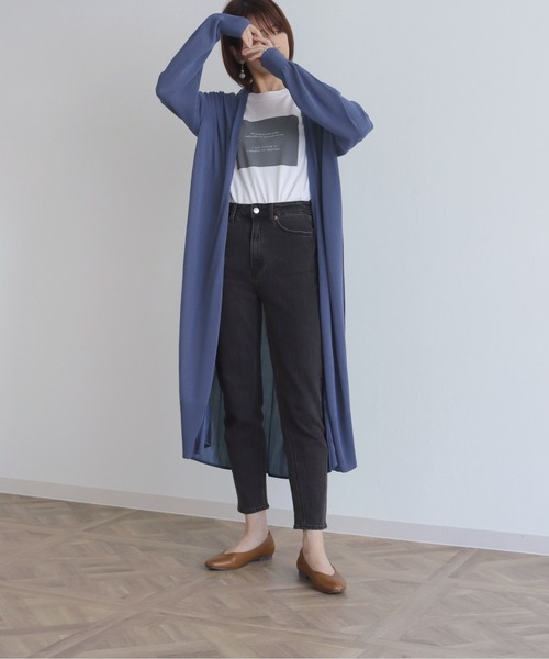 vingtrois（バントロア）の「【Vingtrois】バック異素材ロングカーディガン（カーディガン/ボレロ・レディース・ブラック/ベージュ/ブルー/ワインレッド・M）」の5枚目の写真