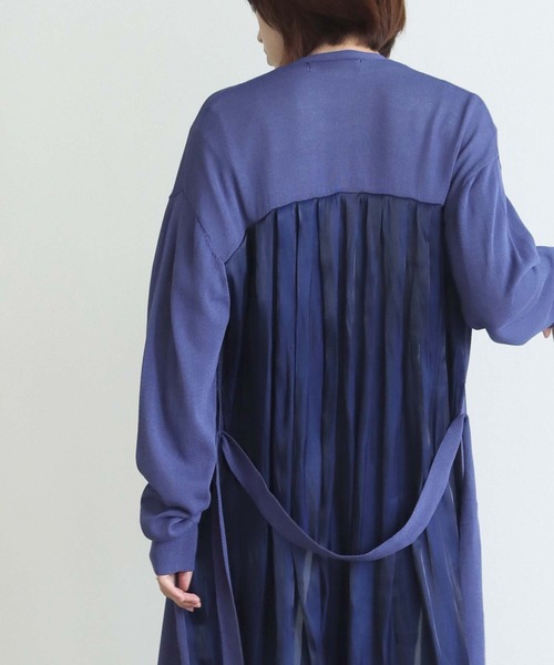 vingtrois（バントロア）の「【Vingtrois】バック異素材ロングカーディガン（カーディガン/ボレロ・レディース・ブラック/ベージュ/ブルー/ワインレッド・M）」の8枚目の写真