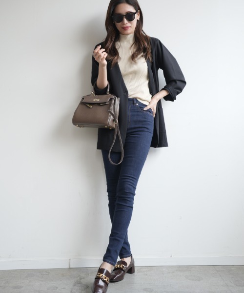 Futier land(フューティアランド)の「ノーカラーソフトジャケット(テーラードジャケット・レディース・ブラック/モカ/グリーン/ベージュ・MEDIUM/LARGE)」の14枚目の写真