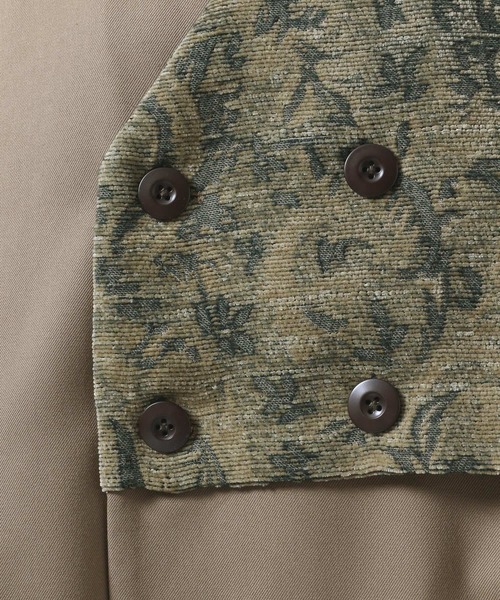 HARE（ハレ）の「ジャガードレイヤードコート(HARE)（ノーカラーコート・レディース・ベージュ/ボルドー・FREE）」の5枚目の写真