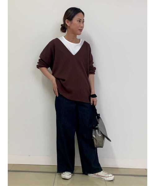 human woman（ヒューマンウーマン）の「◆オーガニック綿天竺プルオーバー（Tシャツ/カットソー・レディース・ネイビー/グレー/ホワイト・MEDIUM/LARGE）」の16枚目の写真