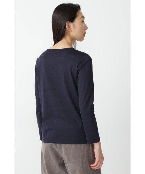 human woman（ヒューマンウーマン）の「◆オーガニック綿天竺プルオーバー（Tシャツ/カットソー・レディース・ネイビー/グレー/ホワイト・MEDIUM/LARGE）」の4枚目の写真