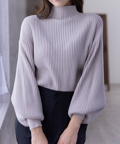 clear（クリア）の「【14色展開／人気定番】ボトルネックゆるニットプルオーバートップス[大人 カジュアル 着回し力抜群]≪再入荷≫（ニット/セーター・レディース・ブラック/アイボリー/ボルドー/ブルーグレー/マスタード/モカ/ラベンダー/グリーン系その他/ピンク系その他/グレイッシュベージュ/ライトグリーン/ピンク/イエロー/ホワイト系その他/ネイビー/グリーン系その他2/ブルー/ダークグリーン/レッド/サーモンピンク/ベージュ系その他・F）」の7枚目の写真