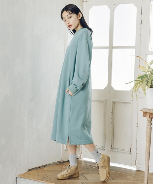 MILKFED.（ミルクフェド）の「BICOLOR SWEAT DRESS（ワンピース・レディース・ブラック/ベージュ/ライトグリーン・ONE SIZE）」の8枚目の写真