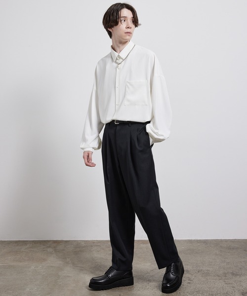 JUNRED(ジュンレッド)の「ファイヤーストレッチイージーワイドパンツ(スラックス・メンズ・オフホワイト/ブラック/ブラウン系その他2/ダークグリーン・S/M/L/LL)」の17枚目の写真