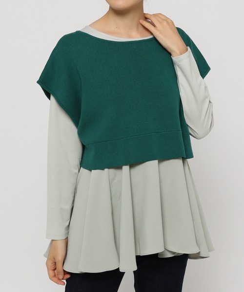 mysty woman（ミスティウーマン）の「異素材レイヤードプルオーバー 238907（Tシャツ/カットソー・レディース・ライトグレー/ブラック/オフホワイト・FREE）」の16枚目の写真