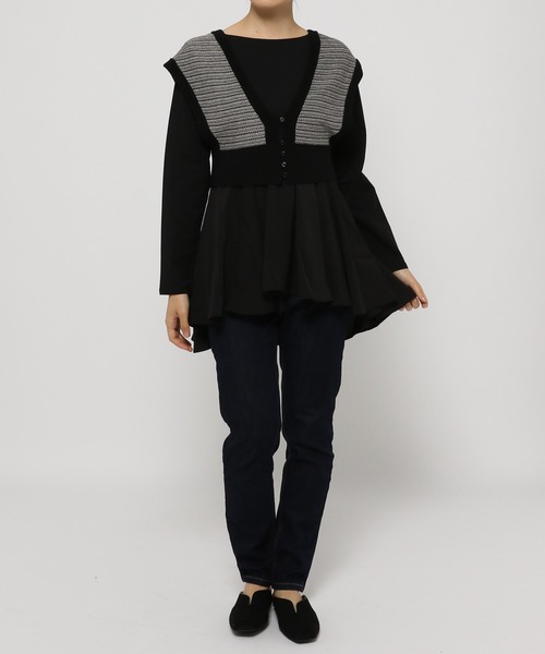 mysty woman（ミスティウーマン）の「異素材レイヤードプルオーバー 238907（Tシャツ/カットソー・レディース・ライトグレー/ブラック/オフホワイト・FREE）」の18枚目の写真