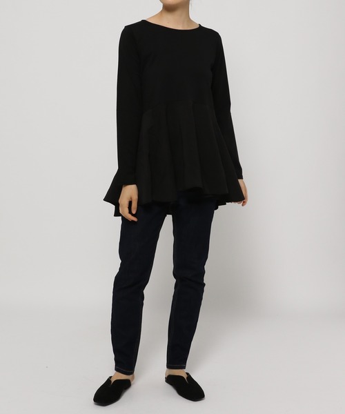 mysty woman（ミスティウーマン）の「異素材レイヤードプルオーバー 238907（Tシャツ/カットソー・レディース・ライトグレー/ブラック/オフホワイト・FREE）」の7枚目の写真