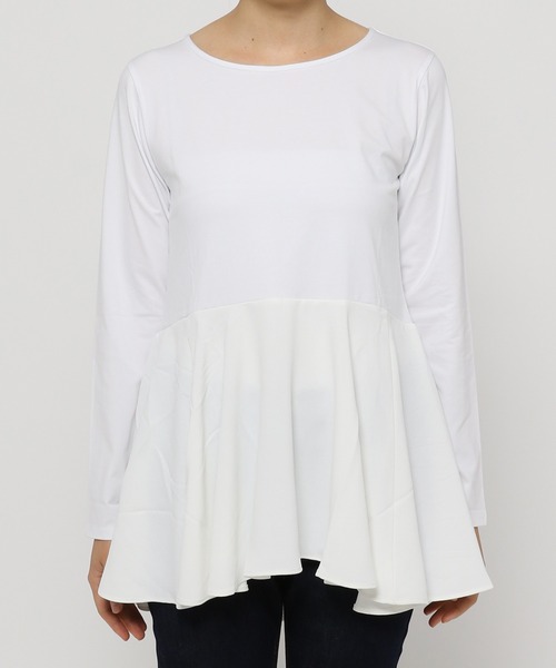 mysty woman（ミスティウーマン）の「異素材レイヤードプルオーバー 238907（Tシャツ/カットソー・レディース・ライトグレー/ブラック/オフホワイト・FREE）」の12枚目の写真