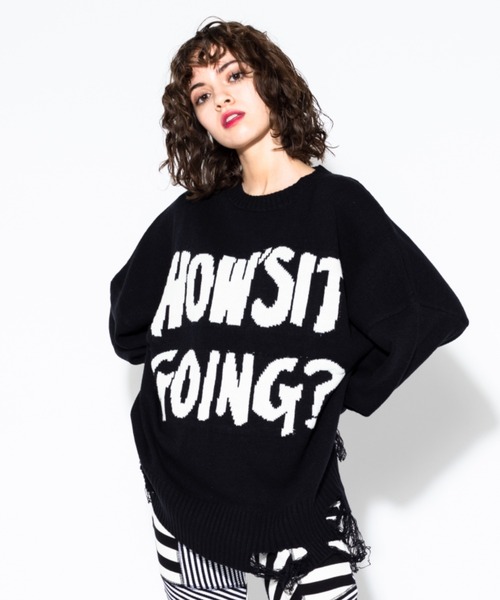 Candy Stripper（キャンディストリッパー）の「HOW'S IT GOING CRASH ニット（ニット/セーター・レディース・ブラック/パープル・2）」の2枚目の写真