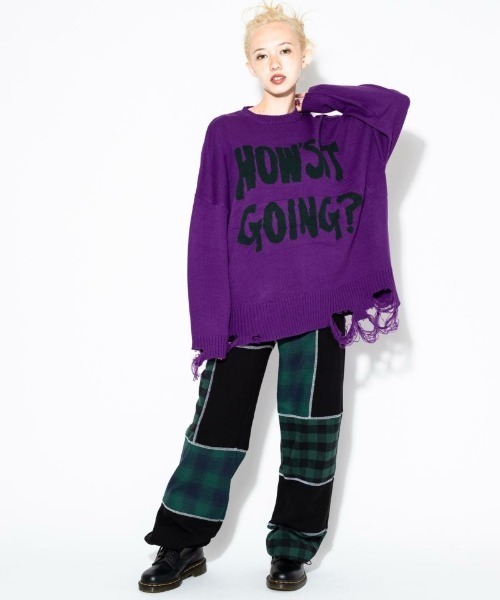 Candy Stripper（キャンディストリッパー）の「HOW'S IT GOING CRASH ニット（ニット/セーター・レディース・ブラック/パープル・2）」の4枚目の写真