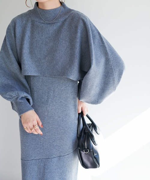 DISCOAT(ディスコート)の「リブ3WAYマーメイドニットワンピース(ワンピース・レディース・ブラック/オレンジ/モカ/グレー・FREE)」の3枚目の写真