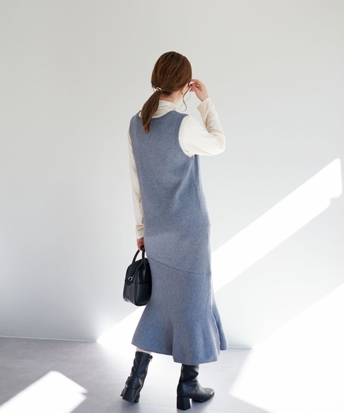 DISCOAT(ディスコート)の「リブ3WAYマーメイドニットワンピース(ワンピース・レディース・ブラック/オレンジ/モカ/グレー・FREE)」の10枚目の写真