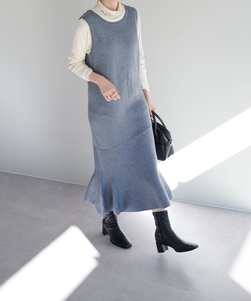 DISCOAT(ディスコート)の「リブ3WAYマーメイドニットワンピース(ワンピース・レディース・ブラック/オレンジ/モカ/グレー・FREE)」の11枚目の写真