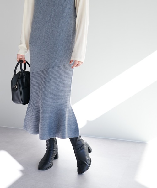 DISCOAT(ディスコート)の「リブ3WAYマーメイドニットワンピース(ワンピース・レディース・ブラック/オレンジ/モカ/グレー・FREE)」の13枚目の写真