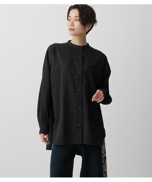 BAND NECK BACK SLIT SHIRT/バンドネックバックスリットシャツ