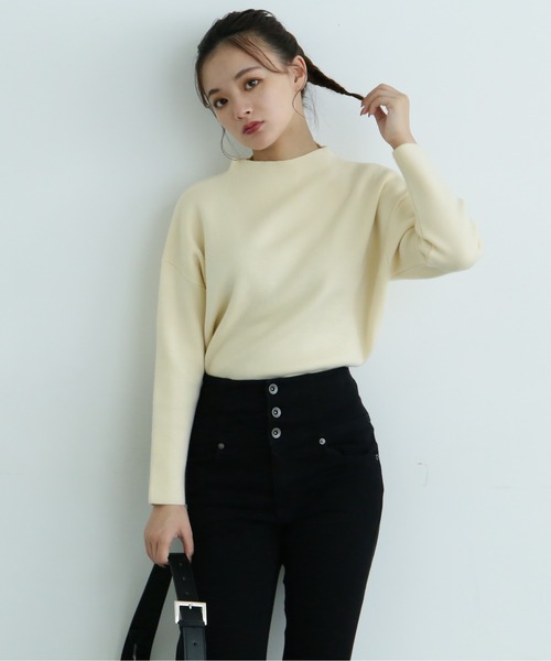 FREE'S MART（フリーズマート）の「◆総針ボトルネックニット（ニット/セーター・レディース・ブラック/ホワイト/ベージュ/ピンク・FREE）」の2枚目の写真