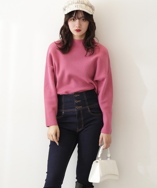 FREE'S MART（フリーズマート）の「◆総針ボトルネックニット（ニット/セーター・レディース・ブラック/ホワイト/ベージュ/ピンク・FREE）」の4枚目の写真