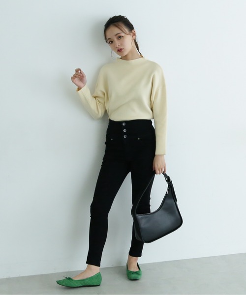 FREE'S MART（フリーズマート）の「◆総針ボトルネックニット（ニット/セーター・レディース・ブラック/ホワイト/ベージュ/ピンク・FREE）」の8枚目の写真