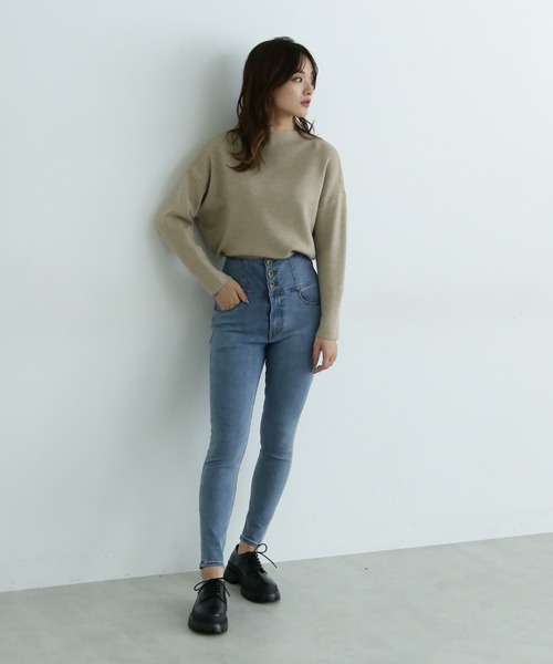 FREE'S MART（フリーズマート）の「◆総針ボトルネックニット（ニット/セーター・レディース・ブラック/ホワイト/ベージュ/ピンク・FREE）」の7枚目の写真