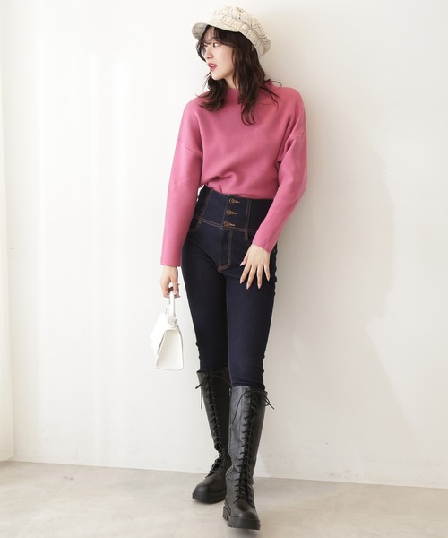 FREE'S MART（フリーズマート）の「◆総針ボトルネックニット（ニット/セーター・レディース・ブラック/ホワイト/ベージュ/ピンク・FREE）」の5枚目の写真