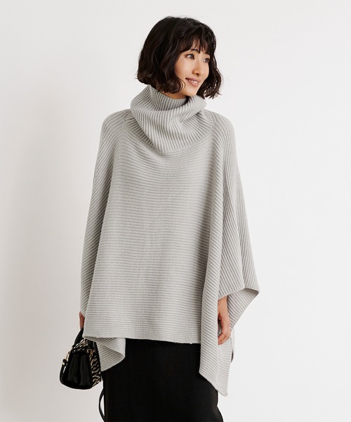 UR'S（ユアーズ）の「タートルニットポンチョ（ポンチョ・レディース・アイボリー/ブラック/ネイビー/グレー・FREE）」の3枚目の写真