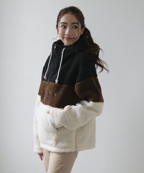 RUSTY（ラスティ）_レディース_プルパーカー【グレー(GRH)】_936301 セール】【RUSTY:ラスティー】レディース 配色切替 ハーフジップ