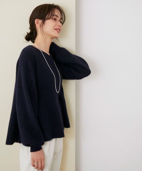 ROPE’ - ロペ☆ラメ混畦ニットペプラムニットプルオーバー ラメ混畦ニットペプラムニットプルオーバー | ロペ(ROPE