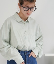 マルチスリーブストライプシャツ/半袖着用も可能/スリットスリーブ