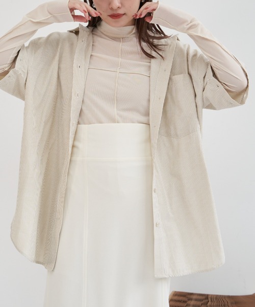 VANNIE U（ヴァニーユー）の「マルチスリーブストライプシャツ/半袖着用も可能/スリットスリーブ（シャツ/ブラウス・レディース・レッド/イエロー/ミント・FREE）」の8枚目の写真