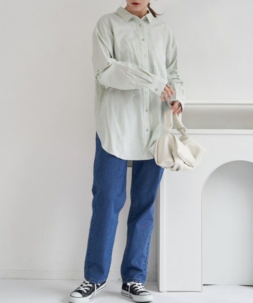 VANNIE U（ヴァニーユー）の「マルチスリーブストライプシャツ/半袖着用も可能/スリットスリーブ（シャツ/ブラウス・レディース・レッド/イエロー/ミント・FREE）」の19枚目の写真