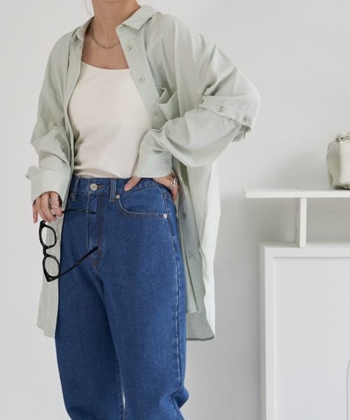 VANNIE U（ヴァニーユー）の「マルチスリーブストライプシャツ/半袖着用も可能/スリットスリーブ（シャツ/ブラウス・レディース・レッド/イエロー/ミント・FREE）」の21枚目の写真