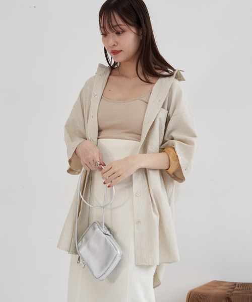 VANNIE U（ヴァニーユー）の「マルチスリーブストライプシャツ/半袖着用も可能/スリットスリーブ（シャツ/ブラウス・レディース・レッド/イエロー/ミント・FREE）」の10枚目の写真