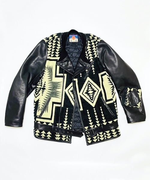 ジャケット・アウター blackmeans / GARA BLANKIE LEATHER JACKET 更新0929□GARA x blackmeans_blanket leather jacket□発売