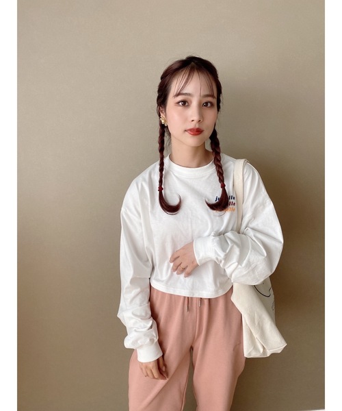 jumelle(ジュメロ)の「ロゴショートトップス(Tシャツ/カットソー・レディース・ホワイト・FREE)」の4枚目の写真