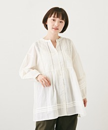 CUBE SUGAR | 60キャンブリックピンタックレースシャツブラウス(シャツ/ブラウス)